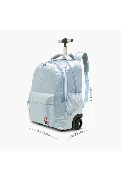 Juniors Bear Print Trolley Backpack with Retractable Handle - 20 inches