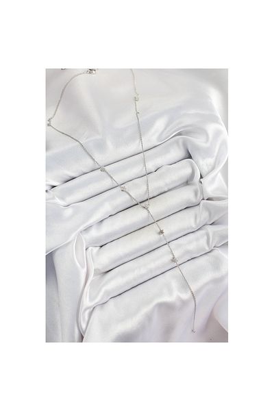 Skygo Brass Zircon Stone Row Star Figure Y Model Silver Color Women's Necklace - Tj-Bko10315