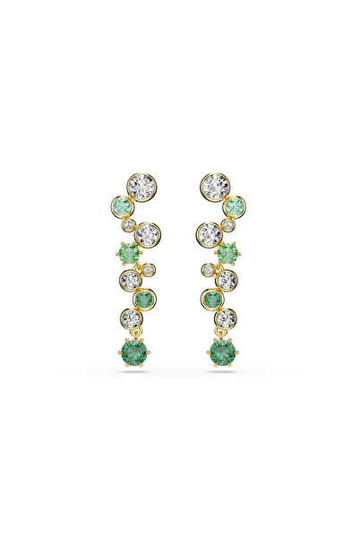 Swarovski Constella damla küpeler, Karışık kesimler, Yeşil, Altın rengi kaplama