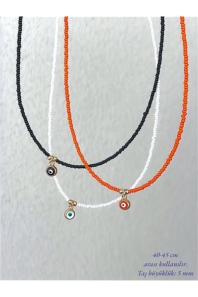 Quella Takı Lake Coating Evil Eye Bead Gold Necklaces