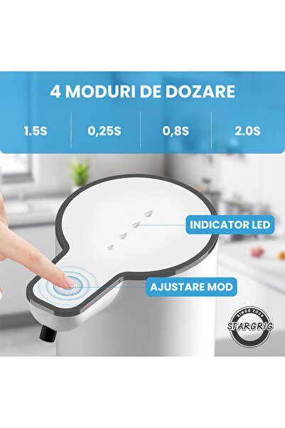 STARGRIG Dozator Săpun STARGRIG®, 380ml, Senzor Touchless, Încărcare USB, 4 Trepte, Alb