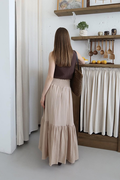 Neşeli Butik Women's Muslin Fabric Asymmetrical Skirt Nbnp011