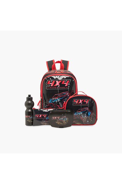 Juniors Racer Print 5-Piece Backpack Set - 16 inches