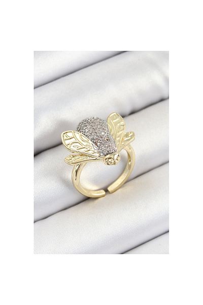 Skygo Brass Zircon Stone Bee Model Silver and Gold Color Women's Ring - Tj-Byk3792