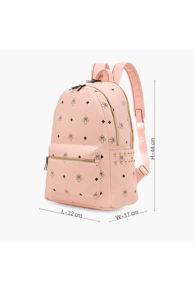 Juniors Printed Backpack with Zip Closure and Adjustable Straps - 17 inches