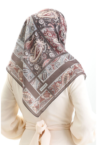 sefamerve Βαμβακερό κασκόλ Karaca με σχέδιο 81094-10 Καφέ Πλακάκι