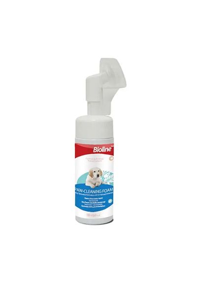 Bioline Bioline Dog Paw Cleaning Foam - 150ml Orange Scented with Built-in Brush for Clean & Healthy Paws