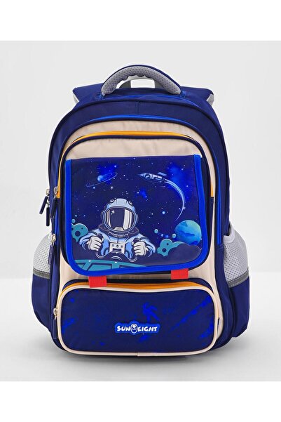 Bonfino Bonfino Astronaut School Bag, Spacious Compartments, Blue - 17 Inches