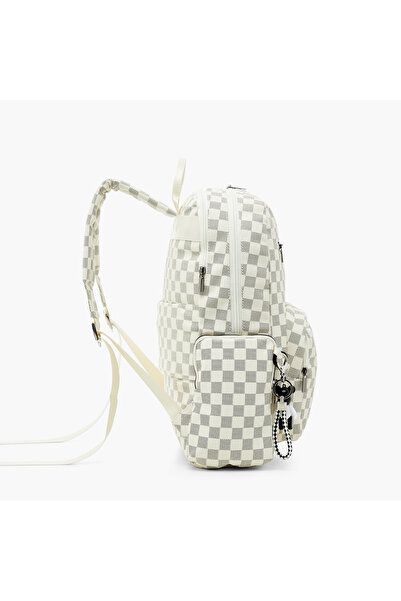 Juniors Checked Backpack with Adjustable Shoulder Straps and Zip Closure - 17 inches