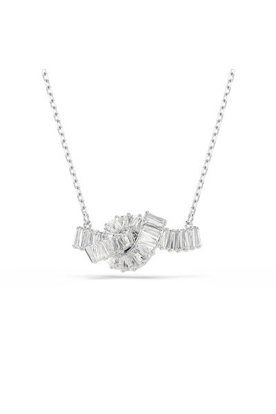 Swarovski Matrix Kolye, Baget kesim, Düğüm, Beyaz, Rodyum kaplama