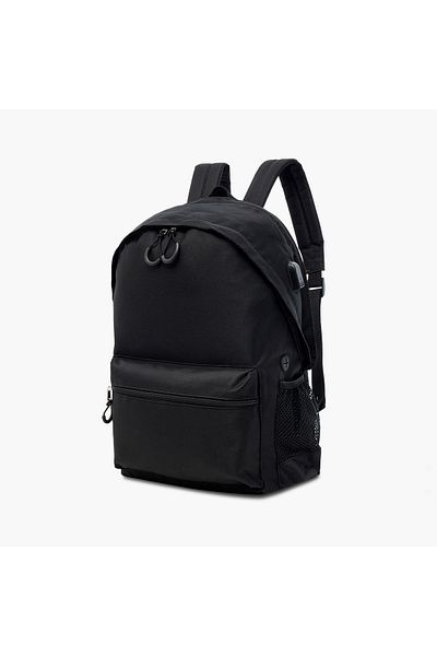 Juniors Solid Backpack with Adjustable Straps and Zip Closure - 16 Inches