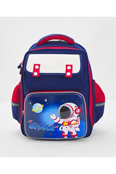 Bonfino حقيبة مدرسة بونفينو لرائد الفضاء، باللونين الأزرق والأحمر - 17 بوصة
