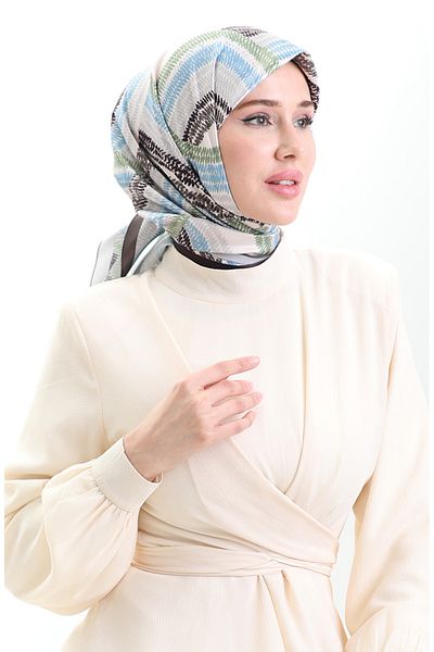 sefamerve Φουλάρι Karaca Rayon 81055-06 Μαύρο Πράσινο