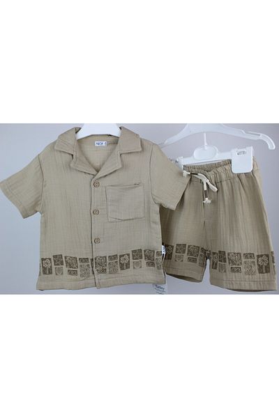 Bebezade Linen Shirt Shorts Boy Girl Children's Set
