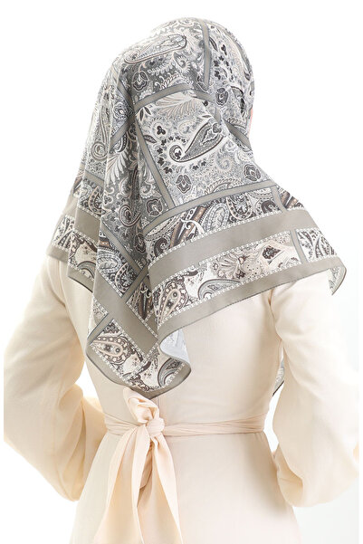 sefamerve Κασκόλ από βαμβακερό σχέδιο Karaca 81094-11 Σκούρο Μπεζ