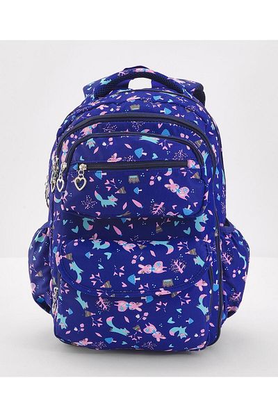 Bonfino Bonfino Bunny School Bag, Padded Shoulder Straps, Adjustable Fit, Blue - 19 Inches