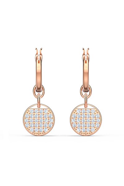 Swarovski Ginger damla küpeler, Beyaz, Pembe altın rengi kaplama