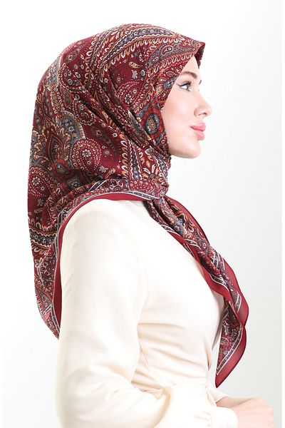 sefamerve Φουλάρι Karaca με σχέδιο Kupra 81093-05 Claret Red Grey