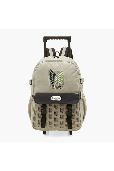Pikaboom Attack On Titans Print Trolley Backpack with Retractable Handle - 18 inches