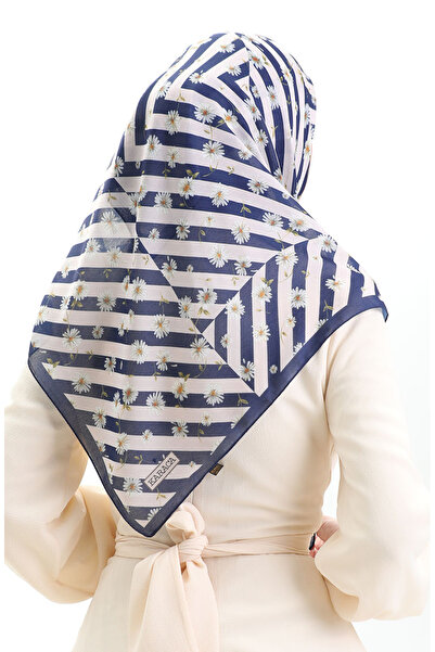 sefamerve Μαλακό κασκόλ Karaca 81057-14 Σκούρο Μπλε Μπλε Λευκό