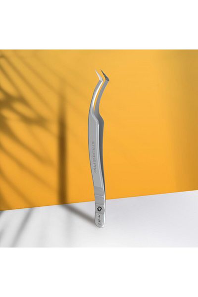 STALEKS Expert 45 Type 2 Professional Notched Eyelash Tweezers (L-Shaped, 40')