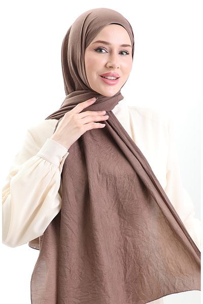 sefamerve Madame Mary French Voile Shawl 19099-15 Bitter Coffee