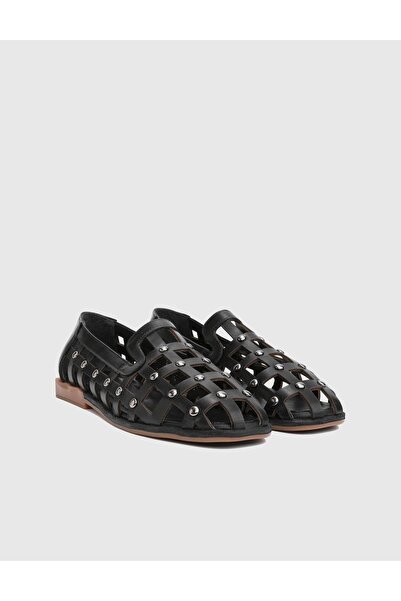 İLVİ Nadzeya Genuine Leather Black Women's Sandals