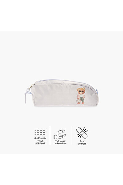 Juniors Bear Print Pencil Pouch with Zip Closure