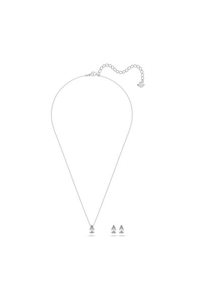 Swarovski Stilla Attract Set, Armut kesim, Beyaz, Rodyum kaplama