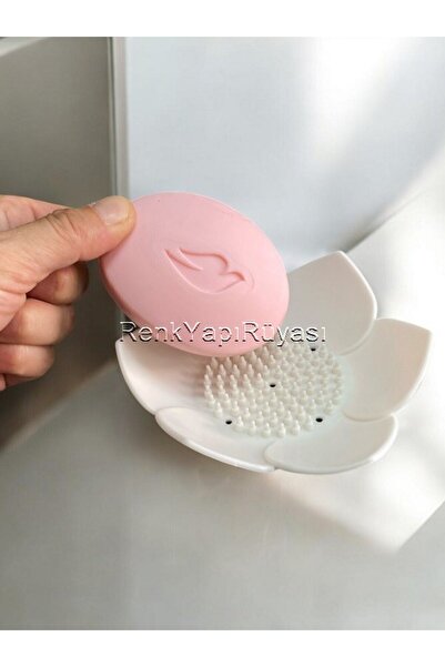RENK YAPI RÜYASI Soap Dish, Solid Soap Dish, Silicone Soap Dish with Drain Hole for Solid Soap, Lotus Shaped Soap Dish