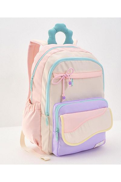 Bonfino Bonfino School Bag, Spacious Compartments, Comfortable Padded Straps, Pink and Red - 19 Inches