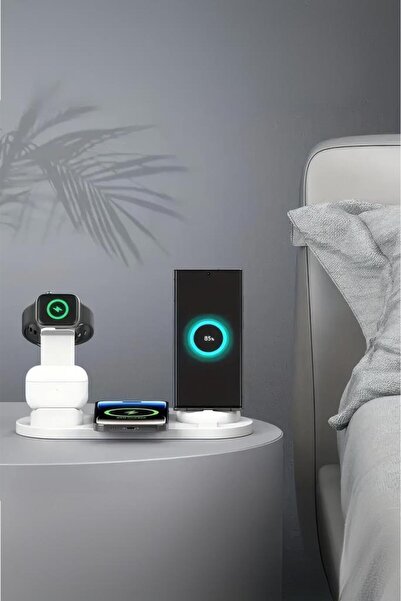 Genel Markalar 4'ü 1 Arada Kablosuz Çok İşlevli Şarj İstasyonu – Telefon, Akıllı Saat, Kulaklık Uyumlu