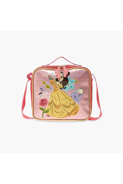 Disney Belle Print Lunch Bag with Adjustable Strap and Zip Closure