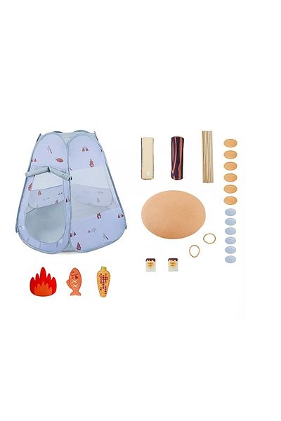 tumama Set joaca pentru copii Cort Camping cu accesorii, Tumama®, varsta +3 ani, gri