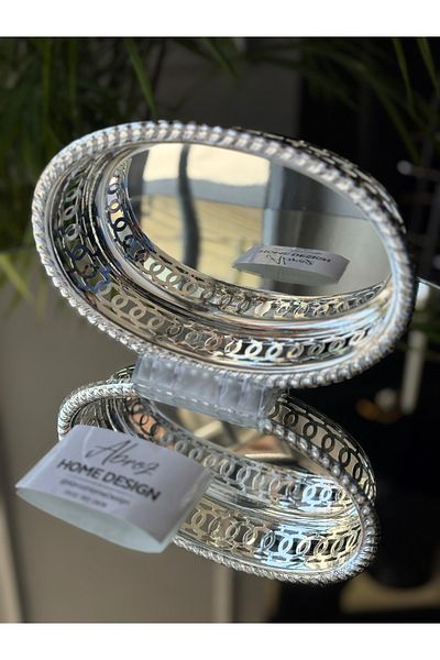 ABROZ HOME DESIGN Silver Plated Oval Bread Basket / Small Size