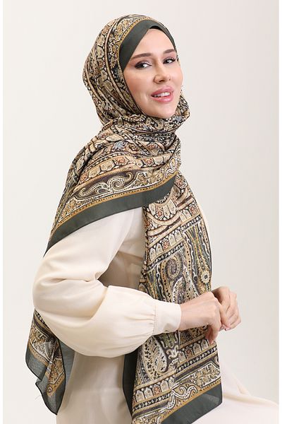 sefamerve Μαλακό σάλι με έθνικ σχέδιο 90188-13 Khaki Camel