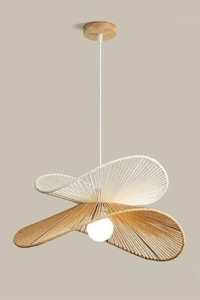 AFRALYAHOME Wicker Pendant Chandelier 2 Strip Chandelier / Bohemian Chandelier / Living Room Modern Chandelier / Wicker Rattan Bamboo Chandelier