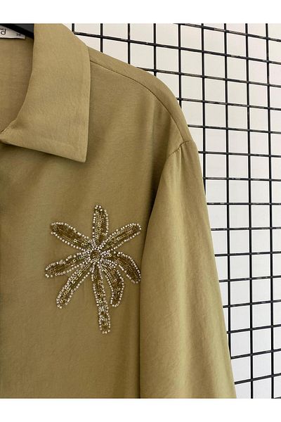 Armine TREND Stone Detail Shirt Collar Tunic-25Yt466