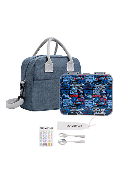 Eazy Kids 6&4 Convertible Bento Lunch Box w/ Lunch Bag, Steel Spoon&Fork Set ...