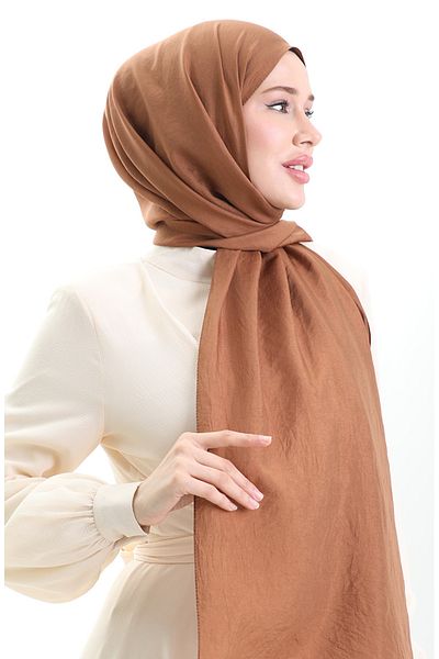 sefamerve Madame Mary Γαλλικό Voile Shawl 19099-18 Καφέ