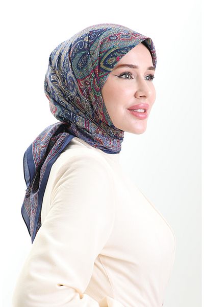sefamerve Φουλάρι Karaca με σχέδιο Kupra 81093-04 Navy Blue Gold