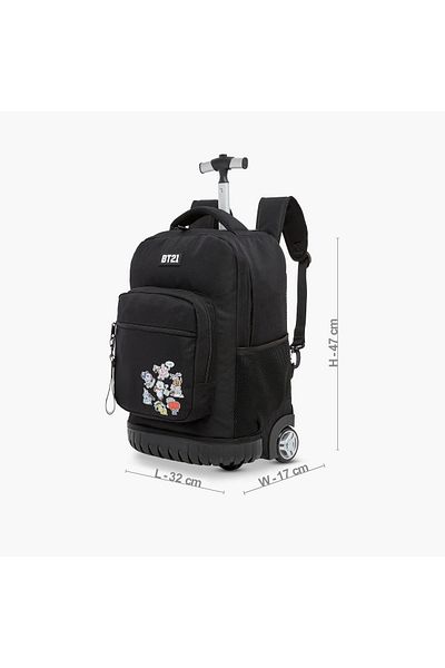 BT21 Printed Trolley Backpack with Retractable Handle - 18 inches