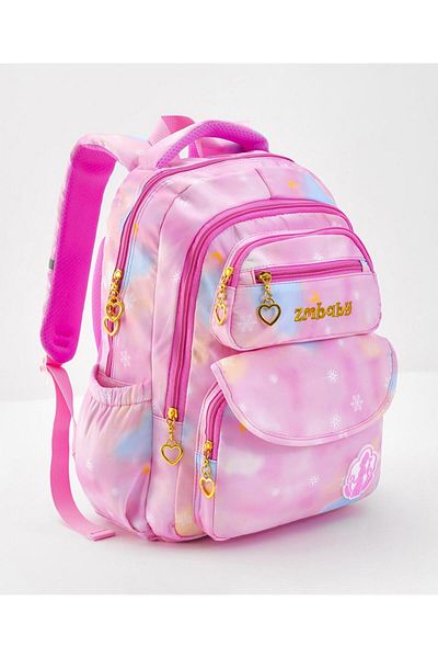 Bonfino Bonfino School Bag, Two Spacious Compartments, Padded Shoulder Straps, Pink - 17 Inches