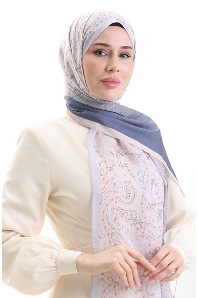 sefamerve Βαμβακερό σάλι Karaca με σχέδιο 82003-04 Light Salmon Indigo