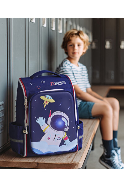 Bonfino Bonfino Astronaut School Bag, Padded Shoulder Straps, Blue - 16 Inches