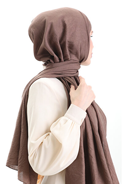 sefamerve Madame Mary French Voile Shawl 19099-15 Bitter Coffee