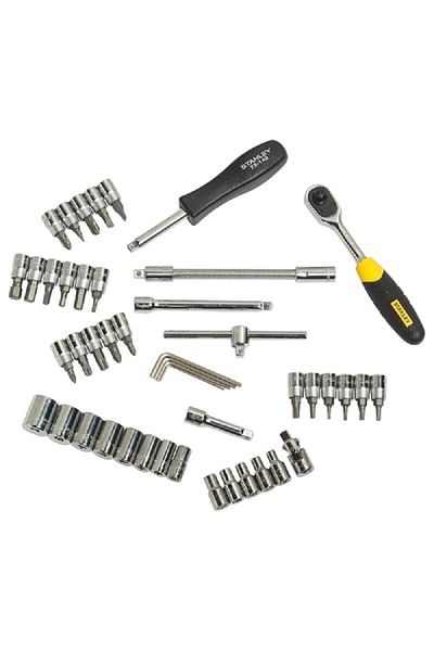 Stanley 46-Piece Square Drive Metric Socket and Bit Set Black and Silver