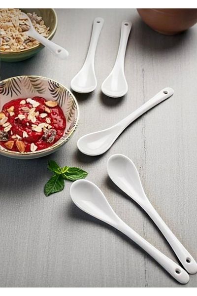 Snow Homs 6 Pieces Porcelain 10.5 cm Porcelain Tea Dessert Spoon
