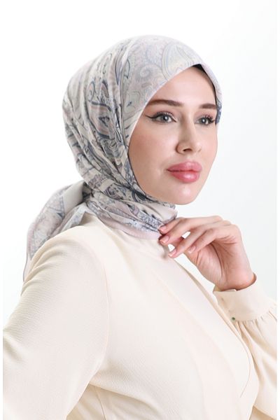 sefamerve Βαμβακερό κασκόλ Karaca Patterned 81094-02 Powder Cream