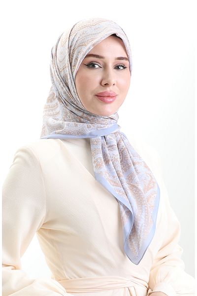 sefamerve Eșarfă din bumbac cu model Karaca 81095-03 Baby Blue